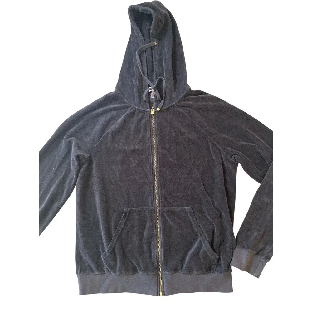 Juicy Couture‎ Women’s Velour Tracksuit Set Black Hoodie Pants Size L Vintage - Picture 16 of 16